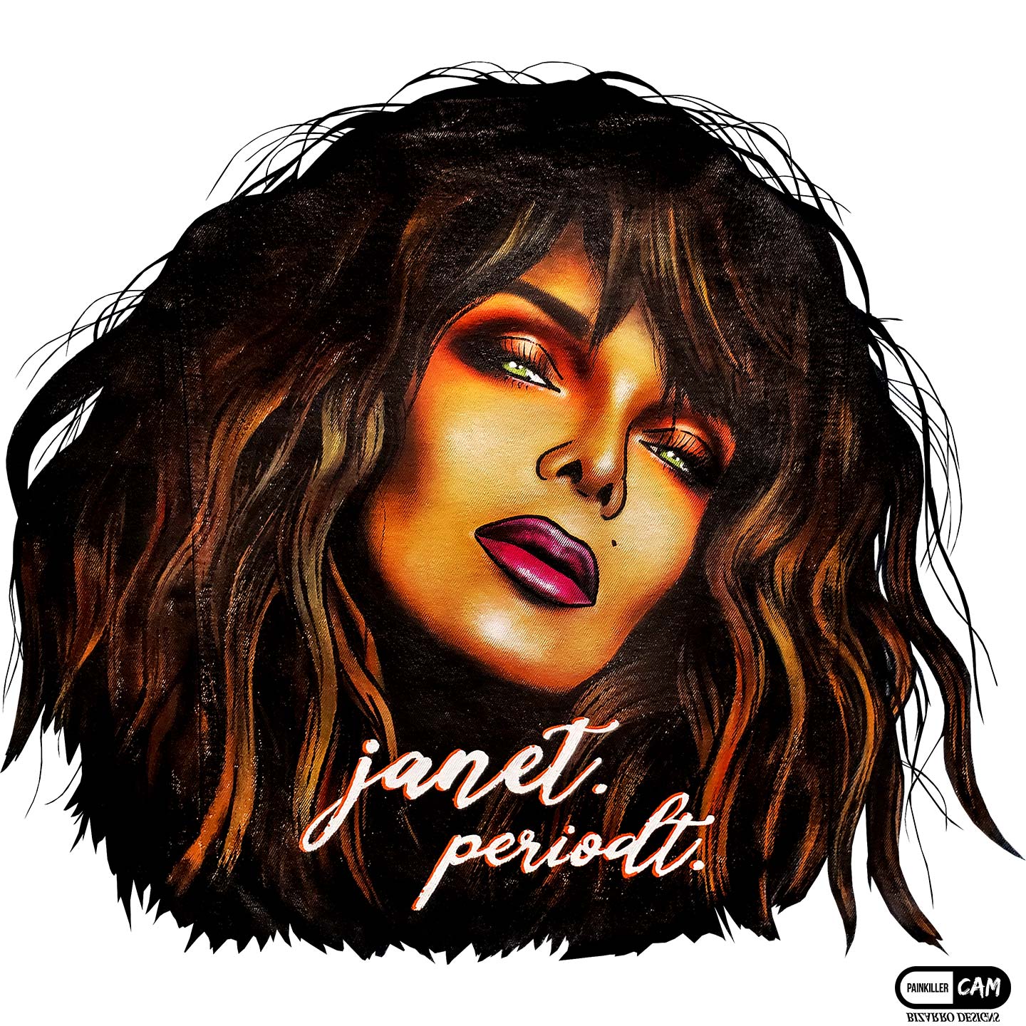 "Janet. Periodt." Women's Racerback Tank | Painkiller Cam Wearable Art
