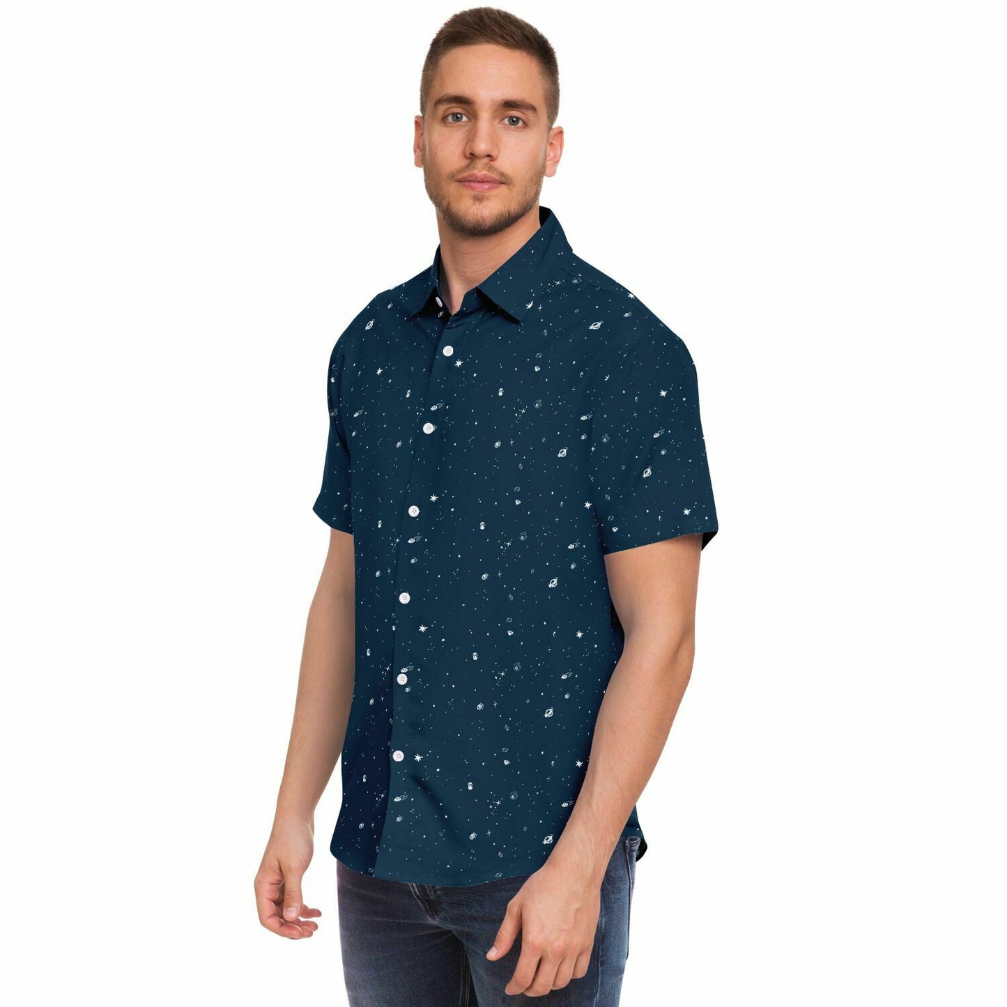 Galaxy Print Re-Release Button-Up - Navy