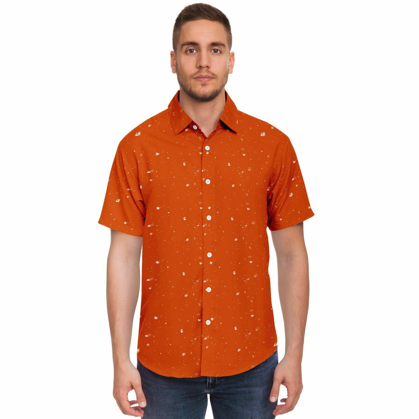 Galaxy Print Re-Release Button-Up - Orange