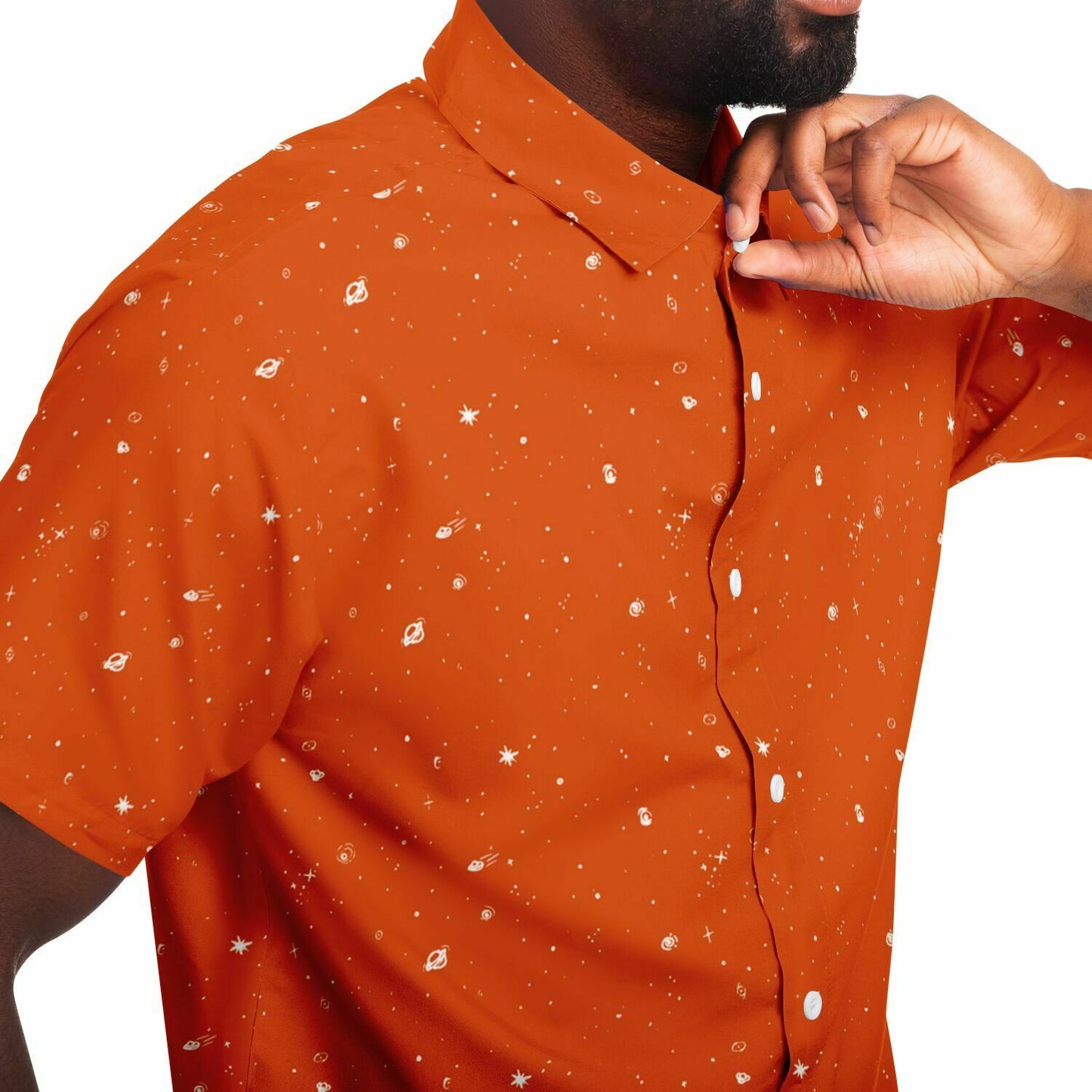 Galaxy Print Re-Release Button-Up - Orange