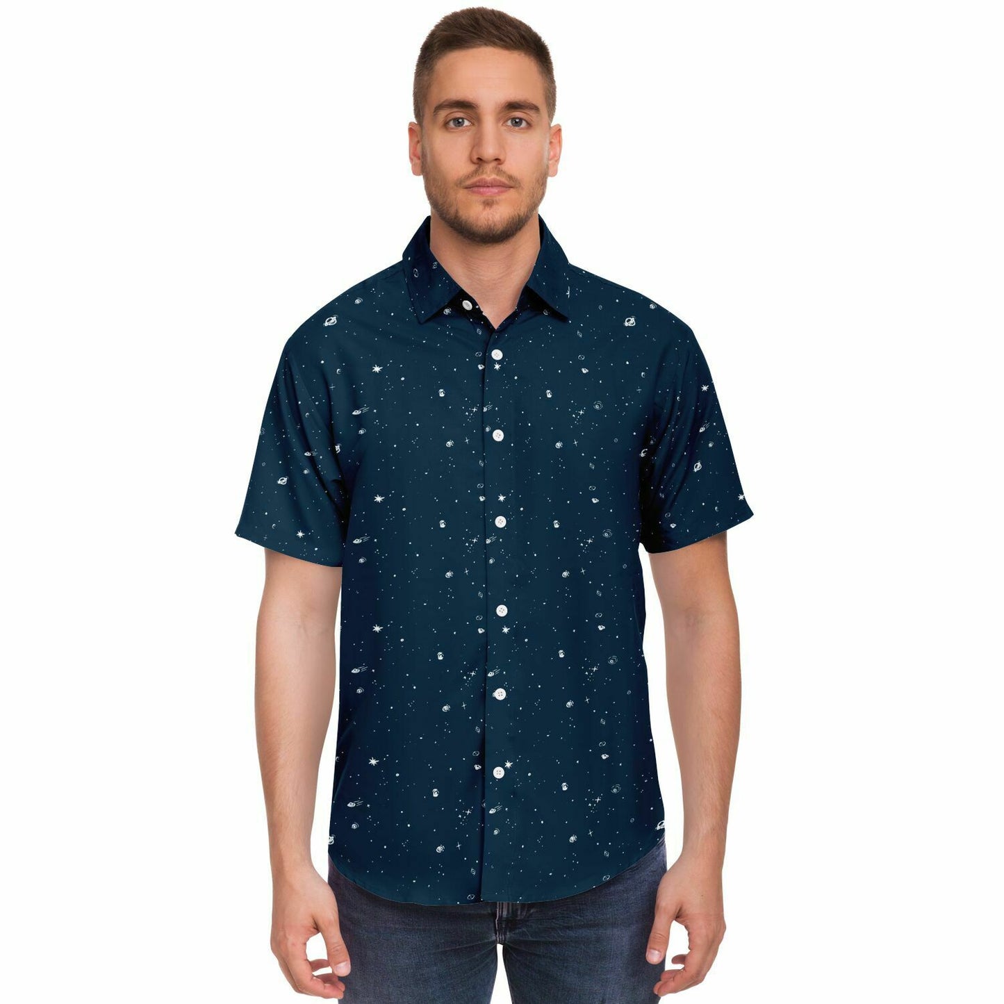 Galaxy Print Re-Release Button-Up - Navy