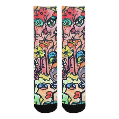 "Who" Print Crew Socks - Large | Tinybrush