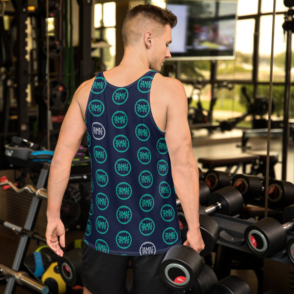 FAMAF Print Tank Top - Navy Teal