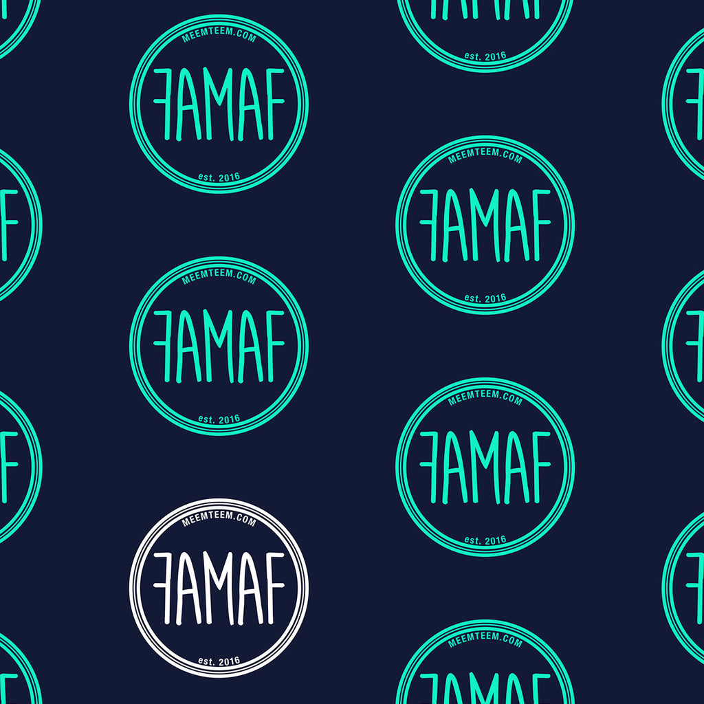 FAMAF Print Athletic Shorts - Navy Teal