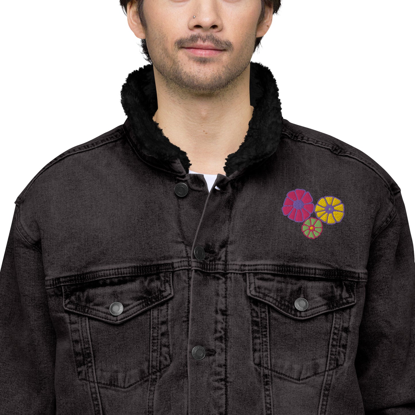 Flower Power Unisex Denim Sherpa Jacket | Spring '22 Collection