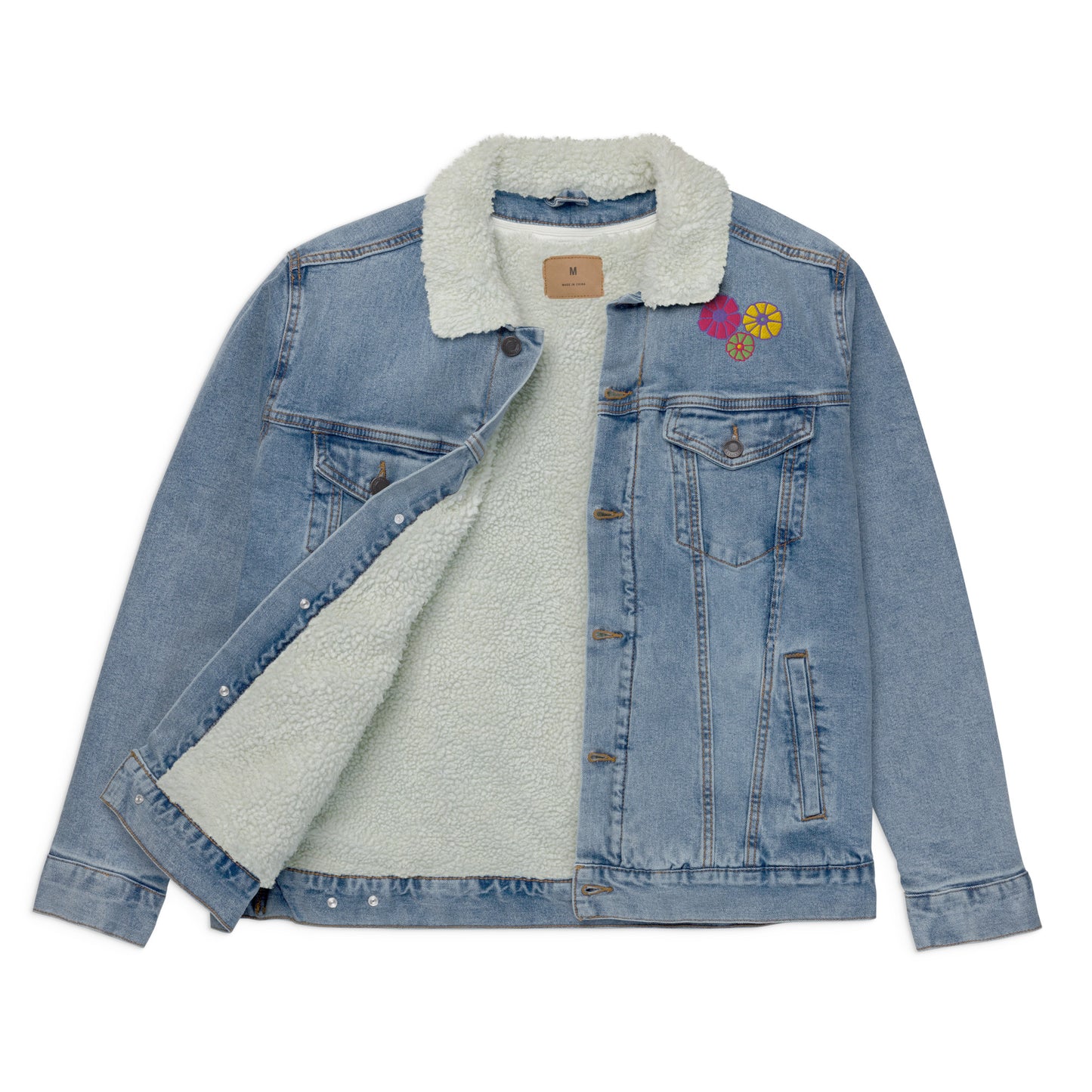 Flower Power Unisex Denim Sherpa Jacket | Spring '22 Collection