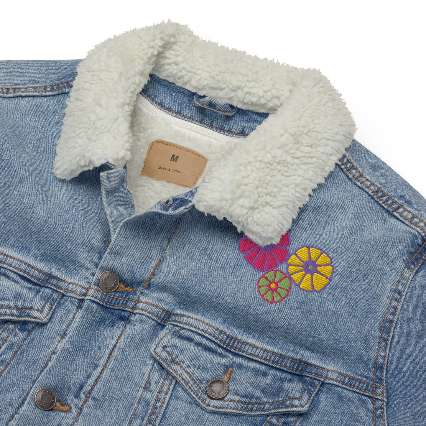 Flower Power Unisex Denim Sherpa Jacket | Spring '22 Collection