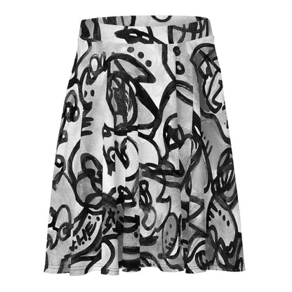 "Who" Greyscale Skater Skirt | Tinybrush