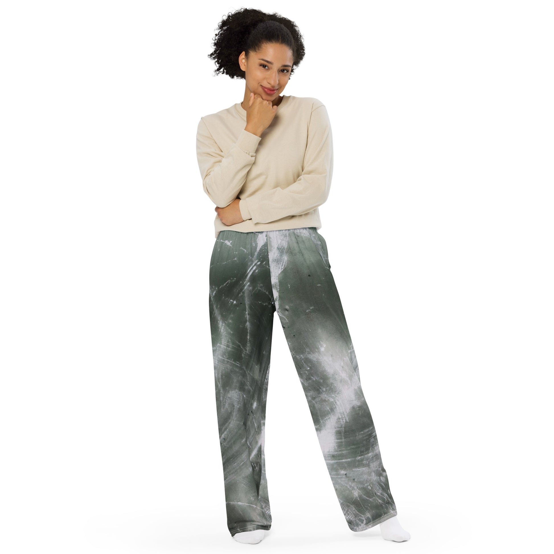 "Elephant Island Antarctica" Wide-Leg Pants | Emily Tan Art