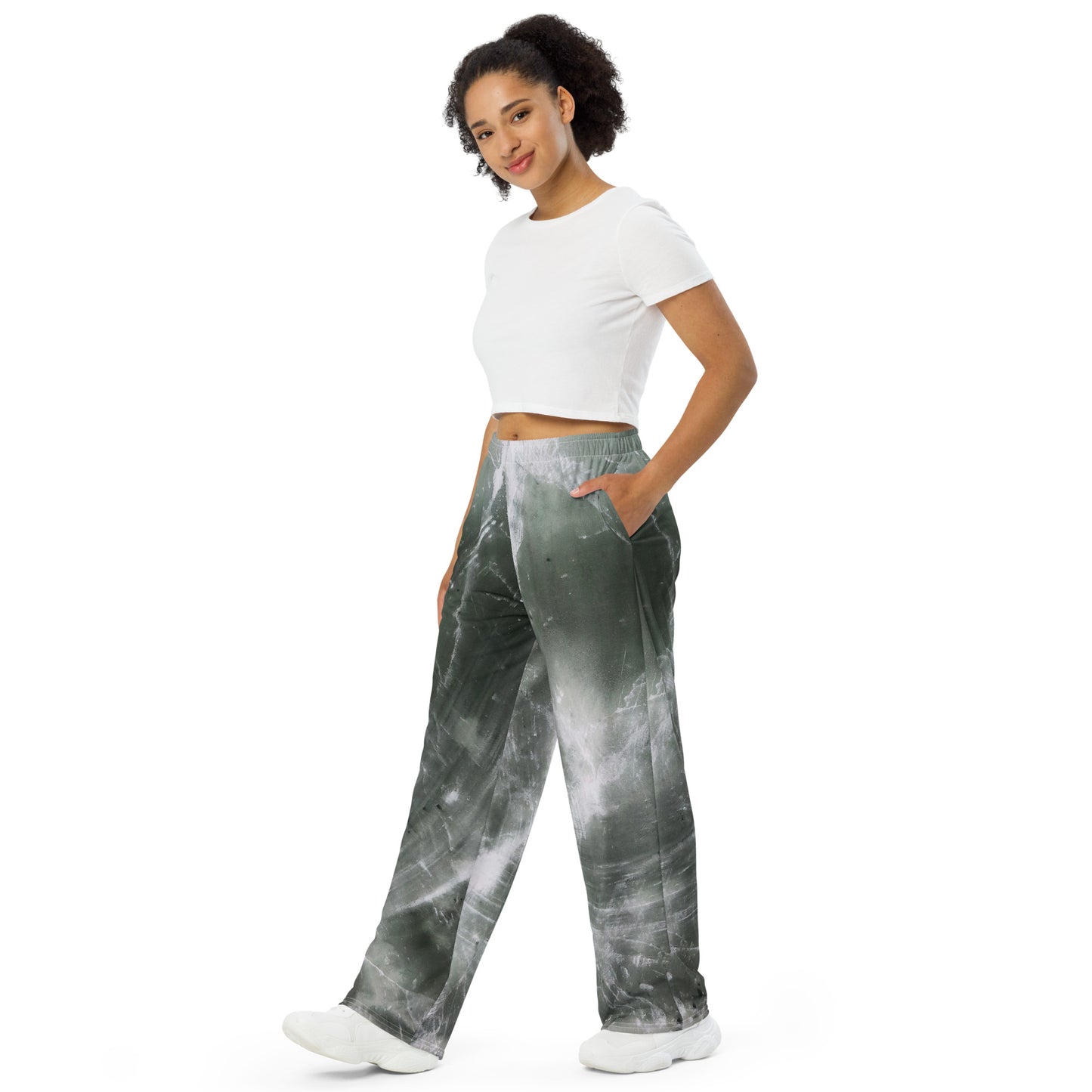 "Elephant Island Antarctica" Wide-Leg Pants | Emily Tan Art