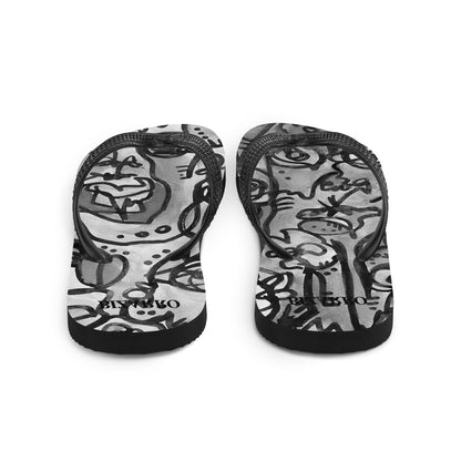 "Who" Greyscale Flip Flops | Tinybrush