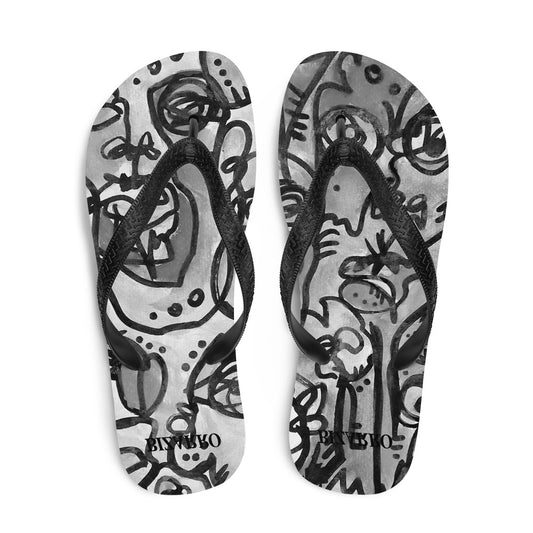 "Who" Greyscale Flip Flops | Tinybrush