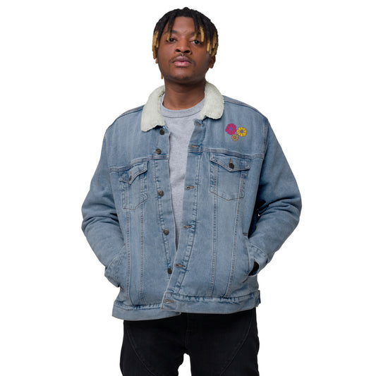 Flower Power Unisex Denim Sherpa Jacket | Spring '22 Collection